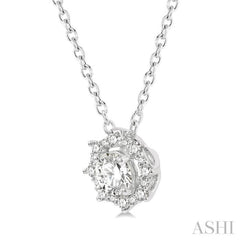 1/3 Ctw Floral Lattice Round Cut Diamond Pendant With Chain in 14K White Gold