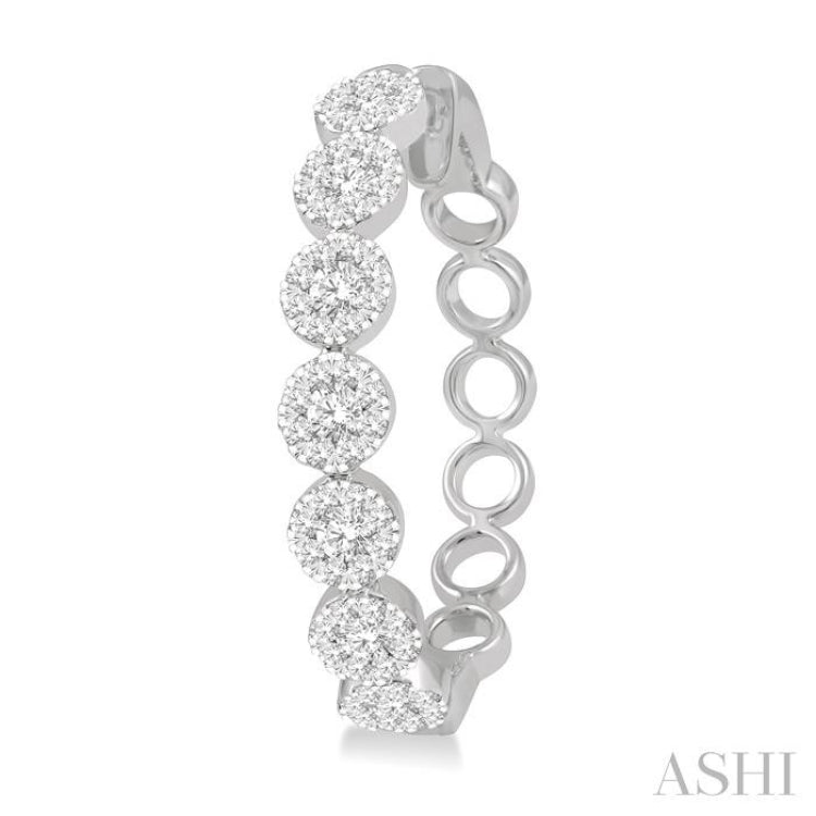 1 1/2 Ctw Lovebright Round Cut Diamond Hoop Earrings in 14K White Gold