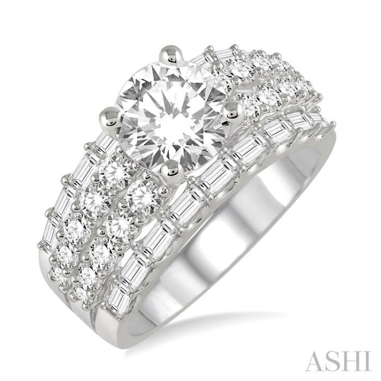 1 3/4 Ctw Diamond Semi-Mount Engagement Ring in 14K white Gold