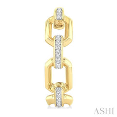 1/10 Ctw Bold Open Window Octagonal Shaped Round Cut Diamond Fashion Hoop Earring in 10K Yellow Gold