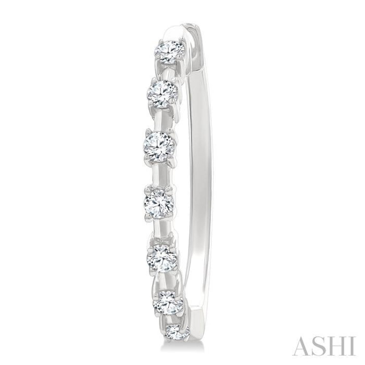 1/4 Ctw Round Cut Diamond Floating Hoop Fashion Earrings in 10K White Gold