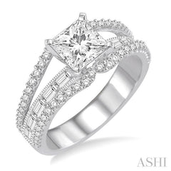 3/4 Ctw Diamond Semi-Mount Engagement Ring in 14K White Gold