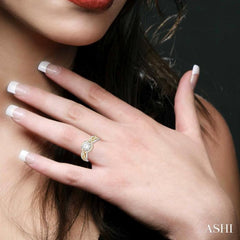1/2 Ctw Round Cut Diamond Semi-Mount Engagement Ring in 14K White and Yellow Gold
