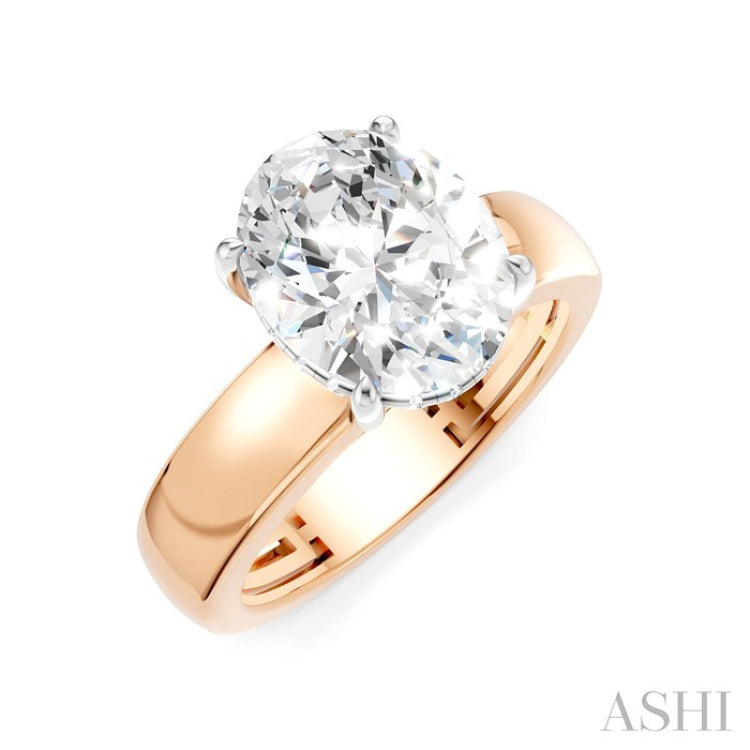 1/10 Ctw Oval Shape Round Cut Diamond Semi-Mount Engagement Ring in 14K Rose and White Gold
