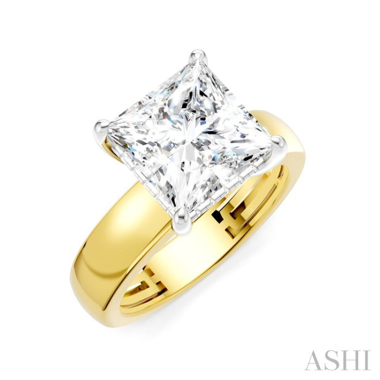 1/8 Ctw Princess Shape Round Cut Diamond Semi-Mount Engagement Ring in 14K Yellow and White Gold
