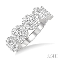 1 1/2 Ctw 5-Stone Lovebright Round Cut Diamond Band in 14K White Gold