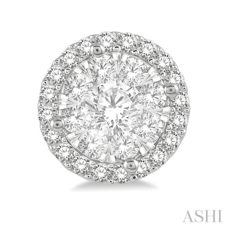 3/4 Ctw Lovebright Round Cut Diamond Stud Earrings in 14K White Gold