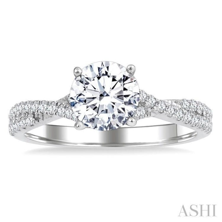1/3 Ctw Split Criss Cross Round Cut Diamond Semi-Mount Engagement Ring in 14K White Gold