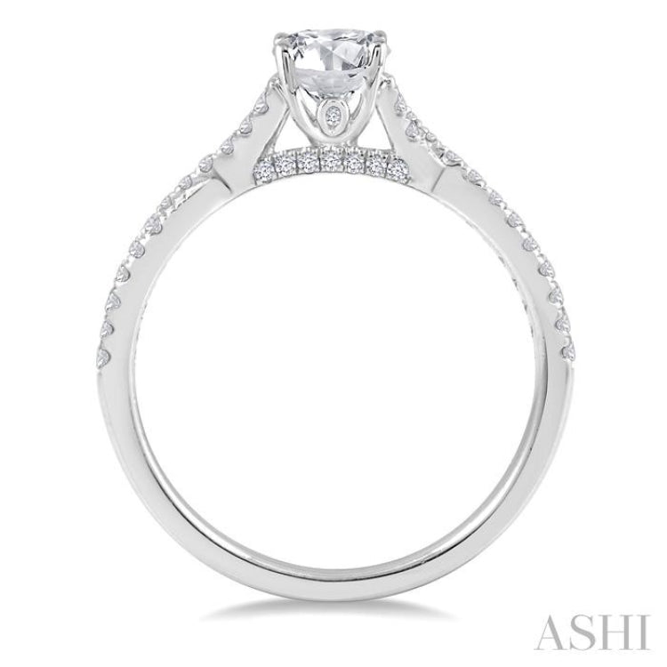 1/3 Ctw Split Criss Cross Round Cut Diamond Semi-Mount Engagement Ring in 14K White Gold