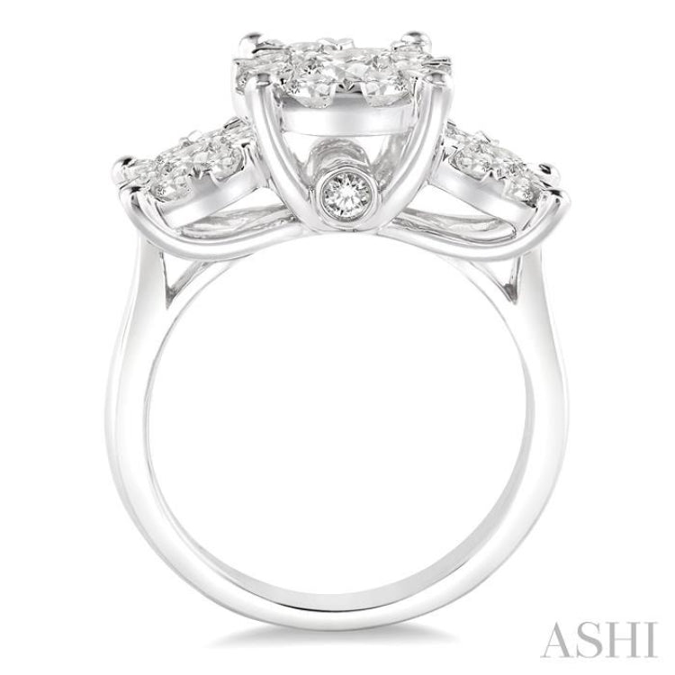 Round Shape Past Present & Future Lovebright Essential Diamond Engagement Ring