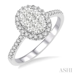 Oval Shape Halo Lovebright Essential Diamond Engagement Ring