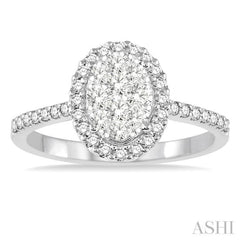 Oval Shape Halo Lovebright Essential Diamond Engagement Ring