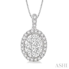 Oval Shape Halo Lovebright Essential Diamond Pendant