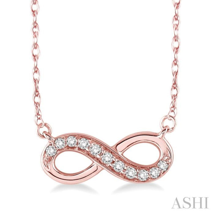 1/6 Ctw Round Cut Diamond Infinity Petite Pendant in 14K Rose Gold with Chain