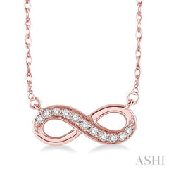 1/6 Ctw Round Cut Diamond Infinity Petite Pendant in 14K Rose Gold with Chain