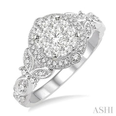 Round Shape Halo Lovebright Diamond Engagement Ring