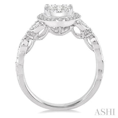 Round Shape Halo Lovebright Diamond Engagement Ring