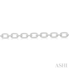 1 1/2 Ctw Round Cut Diamond Encrusted Link Paperclip Chain Bracelet in 14K White Gold