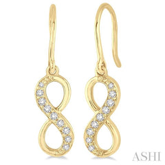 1/6 Ctw Round Cut Diamond Infinity Petite Earrings in 14K Yellow Gold