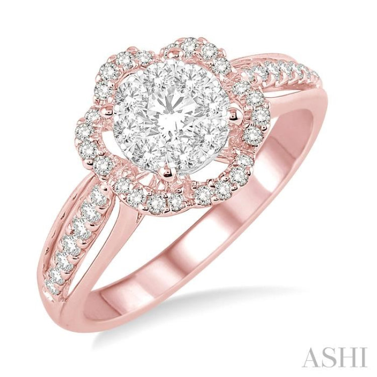 Flower Halo Lovebright Diamond Engagement Ring