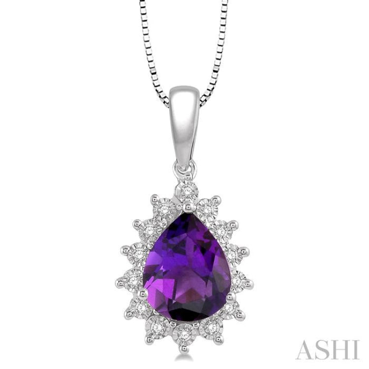 Pear Shape Gemstone & Halo Diamond Pendant