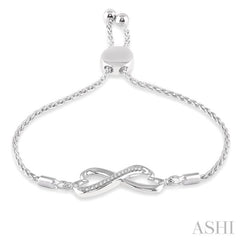 Silver Infinity Heart Shape Diamond Lariat Bracelet