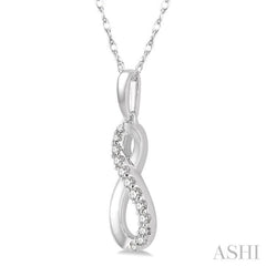 1/10 Ctw Figure Eight Round Cut Diamond Infinity Petite Pendant in 10K White Gold with chain