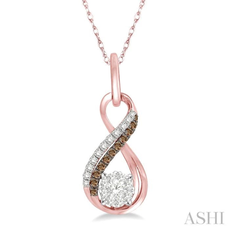 Round Shape Lovebright Champagne Diamond Infinity Pendant