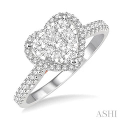 Heart Shape Halo Lovebright Essential Diamond Engagement Ring