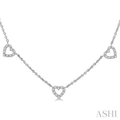 Heart Shape Diamond Station Necklace