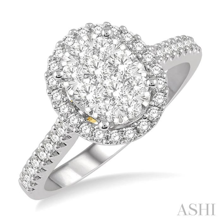 Oval Shape Halo Lovebright Essential Diamond Engagement Ring