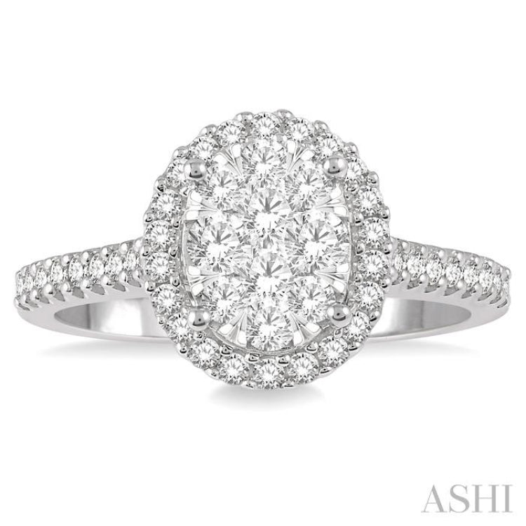 Oval Shape Halo Lovebright Essential Diamond Engagement Ring