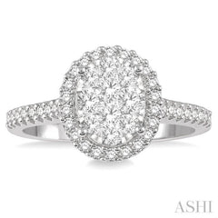 Oval Shape Halo Lovebright Essential Diamond Engagement Ring