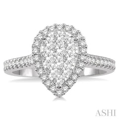 Pear Shape Halo Lovebright Essential Diamond Engagement Ring