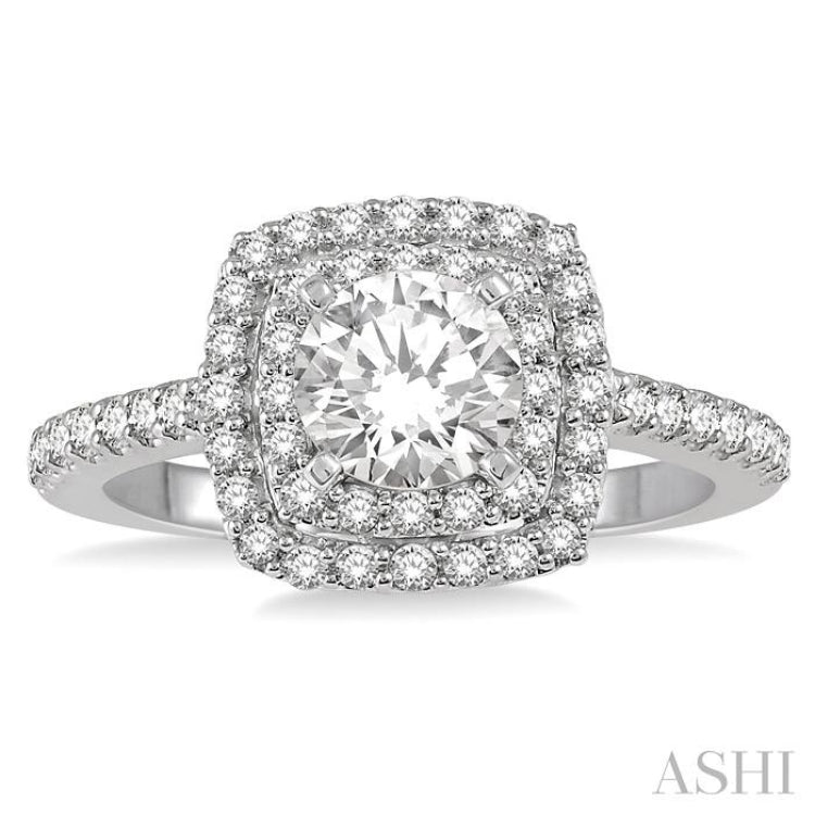 Round Shape Halo Diamond Engagement Ring