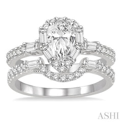 Pear Shape Halo Diamond Wedding Set