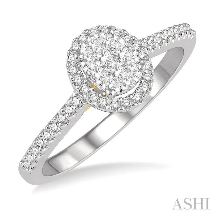 Oval Shape Halo Lovebright Essential Diamond Engagement Ring