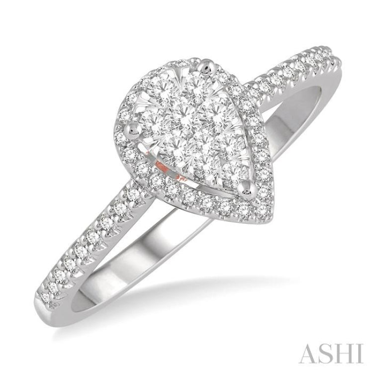 Pear Shape Halo Lovebright Essential Diamond Engagement Ring