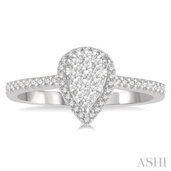 Pear Shape Halo Lovebright Essential Diamond Engagement Ring