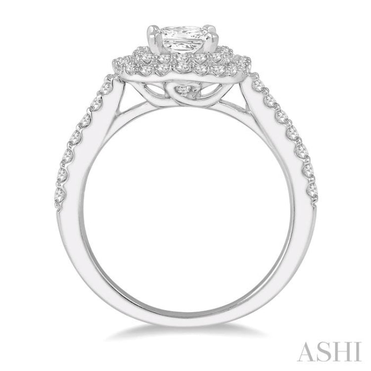 Princess Shape Halo Diamond Engagement Ring