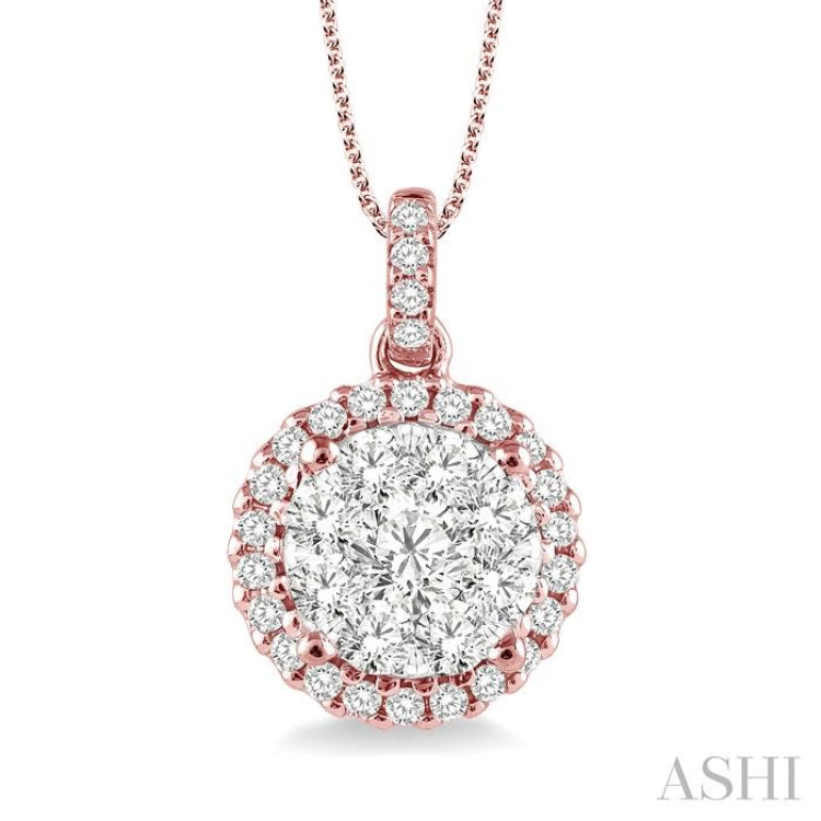 Round Shape Halo Lovebright Essential Diamond Pendant