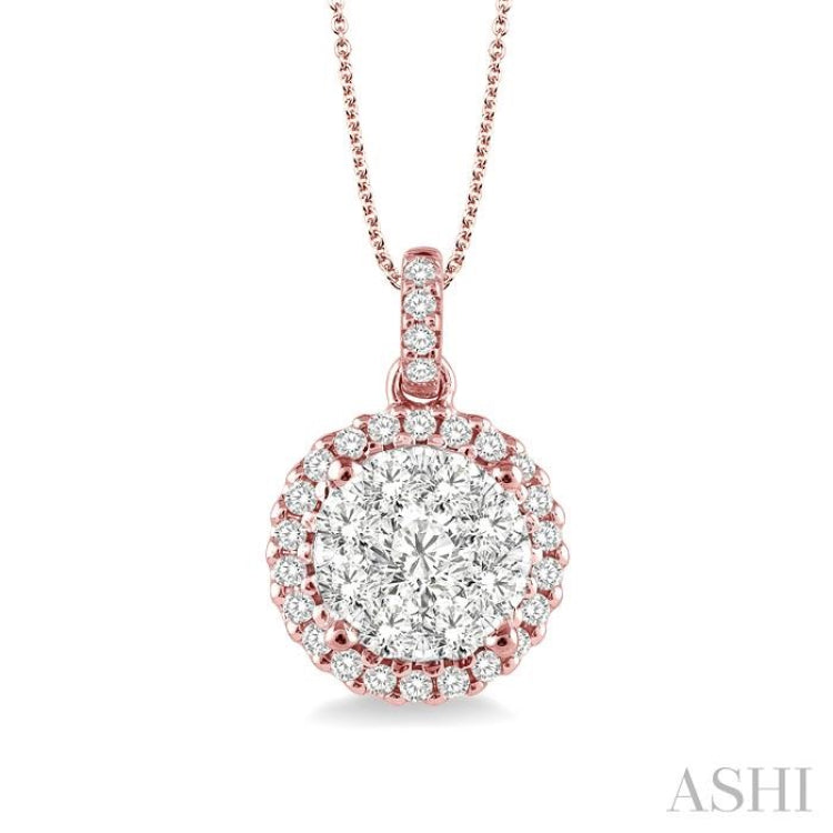 Round Shape Halo Lovebright Essential Diamond Pendant