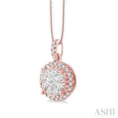 Round Shape Halo Lovebright Essential Diamond Pendant