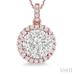 Round Shape Halo Lovebright Essential Diamond Pendant