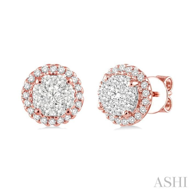 Round Shape Halo Lovebright Essential Diamond Earrings