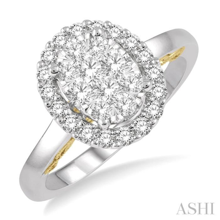 Oval Shape Halo Lovebright Essential Diamond Ring