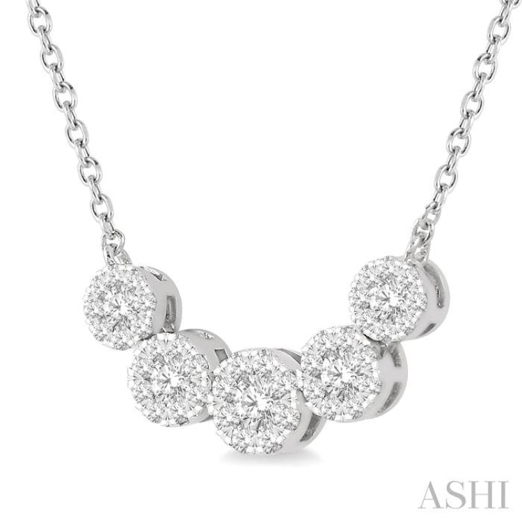 Round Shape 5 Stone Lovebright Essential Diamond Smile Necklace