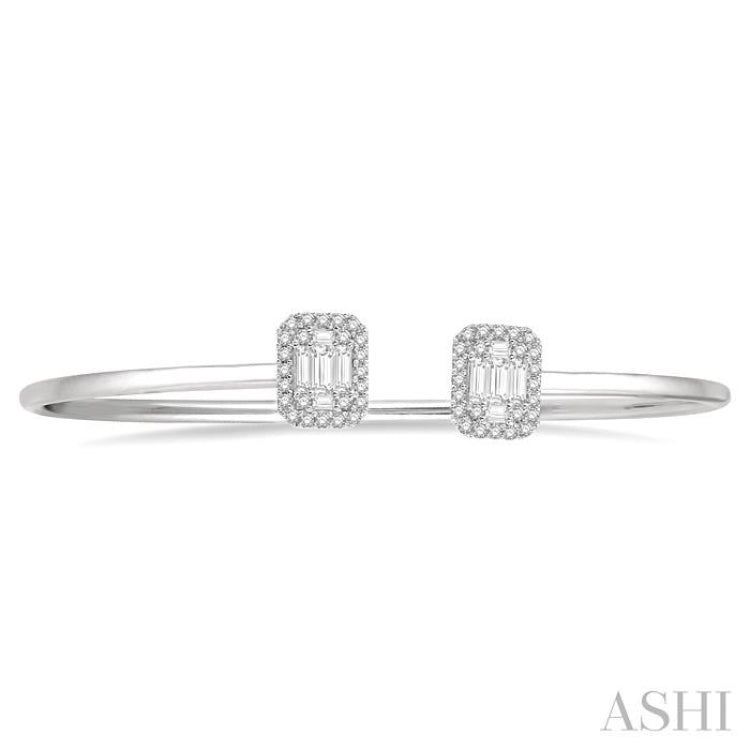 Stackable Halo Fusion Diamond Open Cuff Bangle