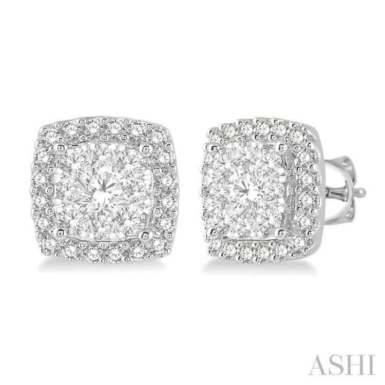 Cushion Shape Halo Lovebright Essential Diamond Earrings