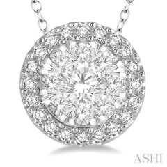 Round Shape Halo Lovebright Essential Diamond Pendant